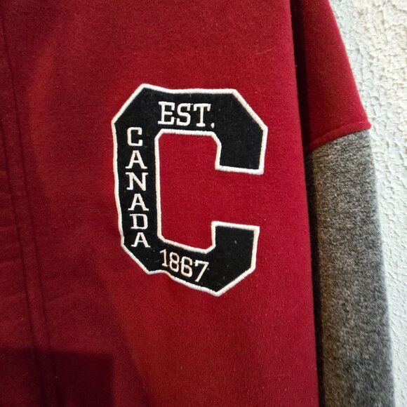 Canadian Vintage Red & Grey Varsity Jacket Size XL Tall Canada Embroidered - Picture 4 of 11